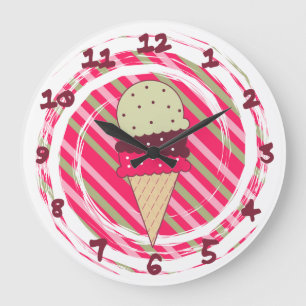 Reloj Redondo Grande Remolino de la fresa del helado