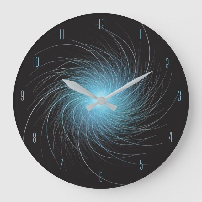 Reloj Redondo Grande Remolino Fractal Azul (Anverso)