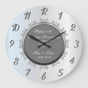 Reloj Redondo Grande Remolinos de diamante de plata 50 aniversario de b