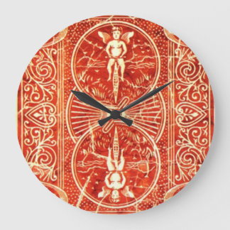 RELOJ REDONDO GRANDE REMOLINOS Y ÁNGELES FLORALES BLANCOS ROJOS