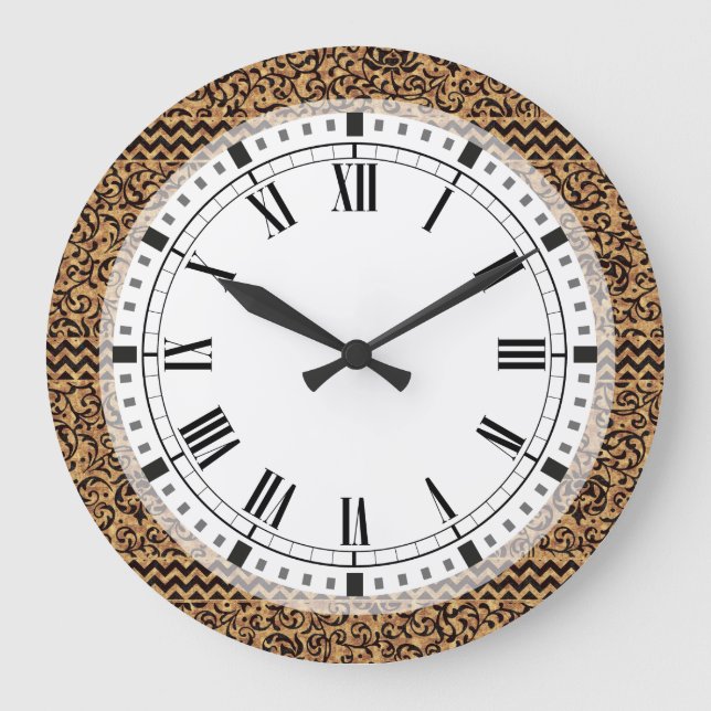 Reloj Redondo Grande Renacimiento italiano del oro floral (Anverso)