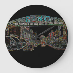 Reloj Redondo Grande RENO NEVADA VINTAGE COLORIDO Neon Art