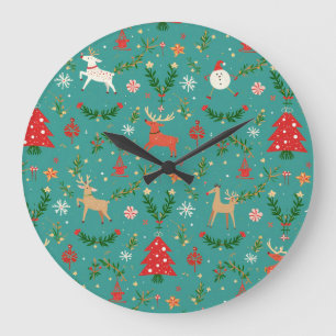 Reloj Redondo Grande Renos festivos (Wonderland)