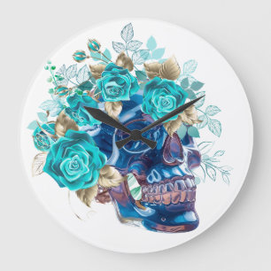RELOJ REDONDO GRANDE RÉQUIEM DE FLOR AZUL