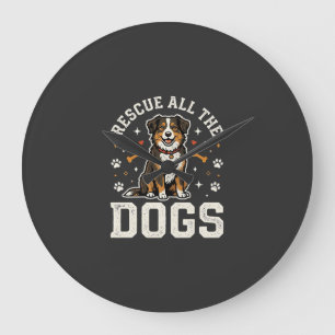 Reloj Redondo Grande Rescata a todos los perros vintage perro