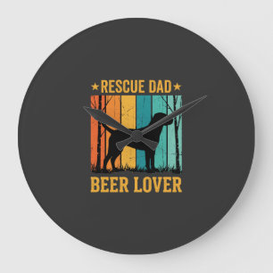 Reloj Redondo Grande Rescata Papá Amante de la Cerveza Perro Vintage