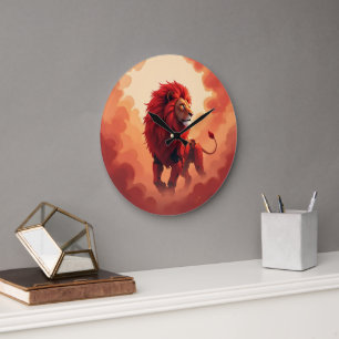 Reloj Redondo Grande Resplandor Carmesí Profundo – El León del Destino