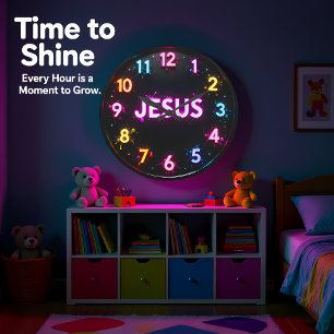 Reloj Redondo Grande Resplandor de Jesús Neon