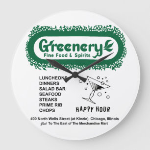 Reloj Redondo Grande Restaurante Greenery, Chicago, IL