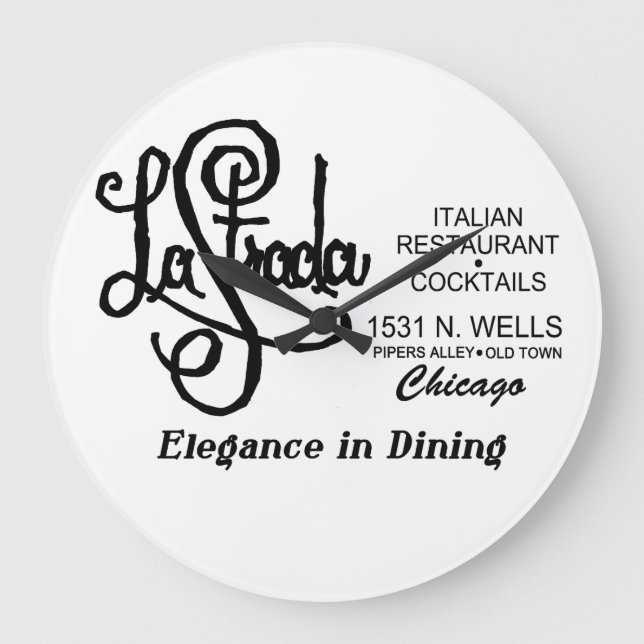 Reloj Redondo Grande Restaurante La Strada, Old Town, Chicago, IL (Anverso)