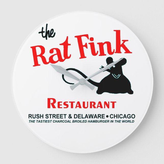 Reloj Redondo Grande Restaurante Rat Fink, Rush Street, Chicago, IL (Anverso)