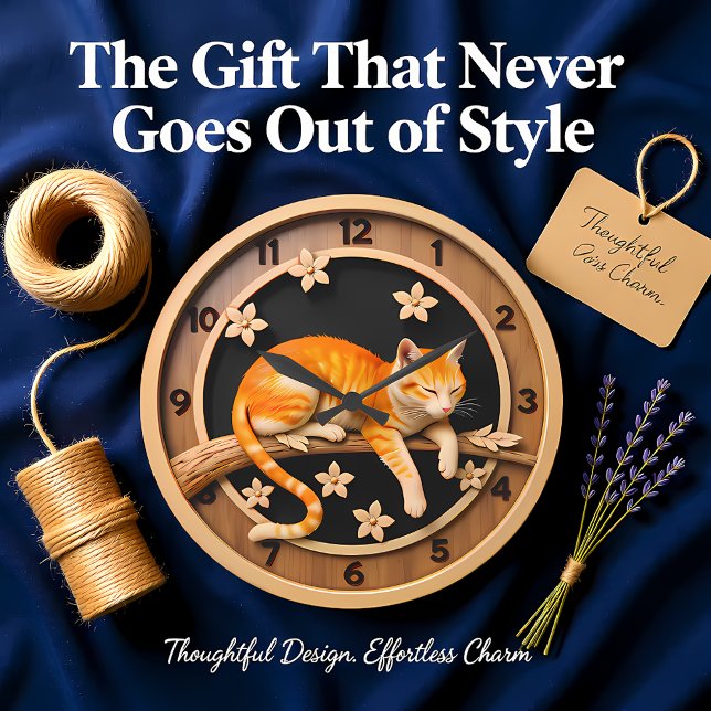 Reloj Redondo Grande Resting Tabby Cat Petal (Subido por el creador)