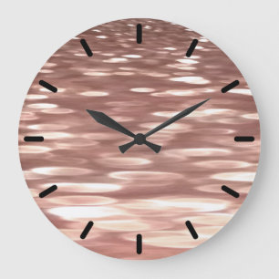 Reloj Redondo Grande Resumen #3: brillo de Rosa Dorada de Cobre