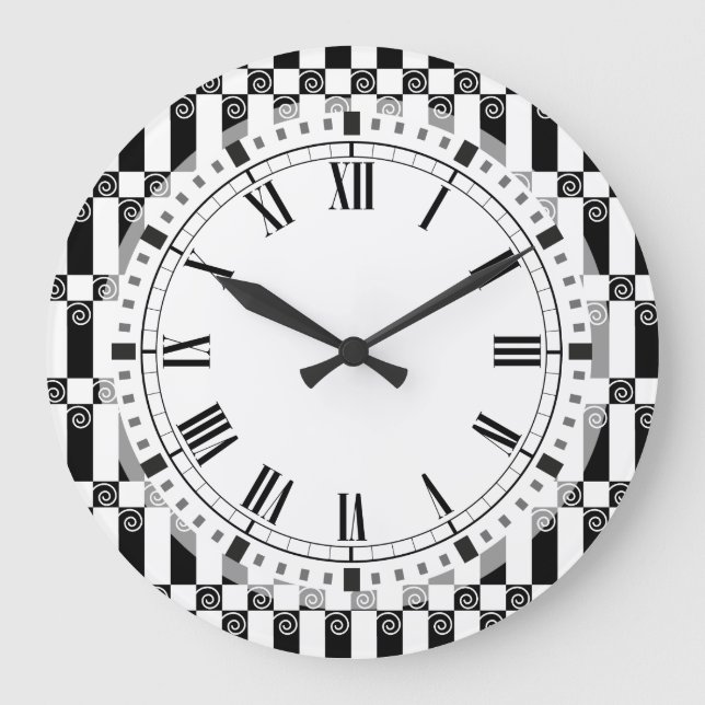 Reloj Redondo Grande Resumen art decó / Geométrico secesión de Viena (Anverso)