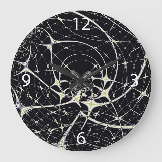 Reloj Redondo Grande Resumen Art Golden Spiderweb (Anverso)