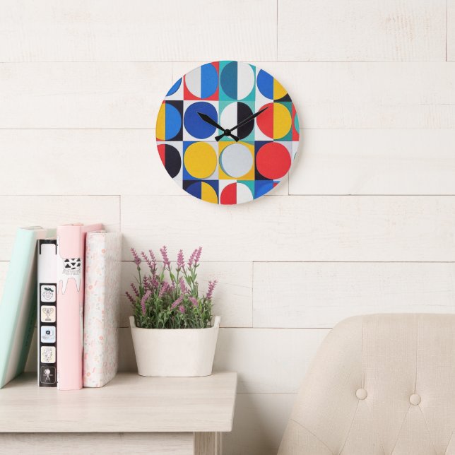 Reloj Redondo Grande Resumen Bauhaus Arte Geométrico (Sala de lectura)