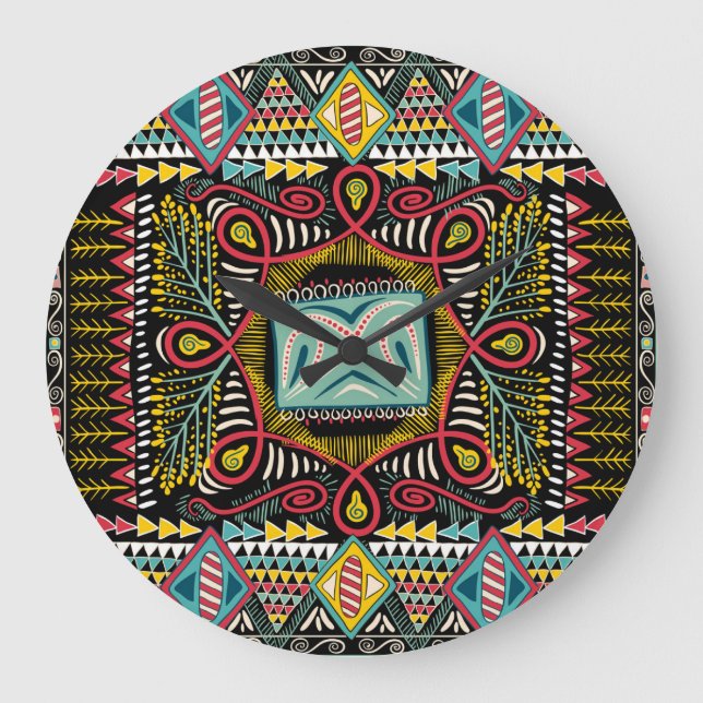 Reloj Redondo Grande Resumen colorido: diseño de bolsillo cuadrado. (Anverso)