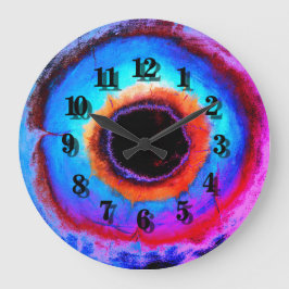 Reloj Redondo Grande Resumen contemporáneo moderno Aqua Blue Black Hole