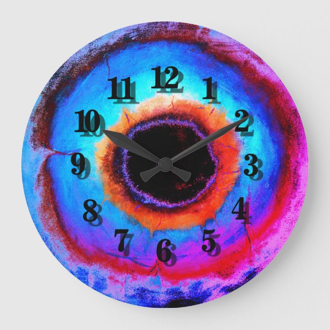 Reloj Redondo Grande Resumen contemporáneo moderno Aqua Blue Black Hole (Anverso)