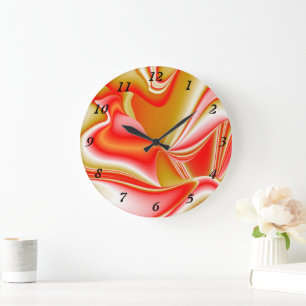 Reloj Redondo Grande Resumen de amor y oro en 3D Rainbowart