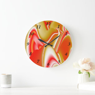Reloj Redondo Grande Resumen de amor y oro en 3D Rainbowart