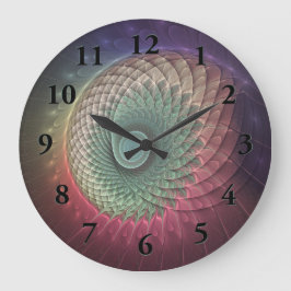 Reloj Redondo Grande Resumen De Arte Fractal Moderno Y Colorido