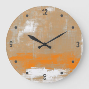 Reloj Redondo Grande Resumen de blanco gris Naranja moderno
