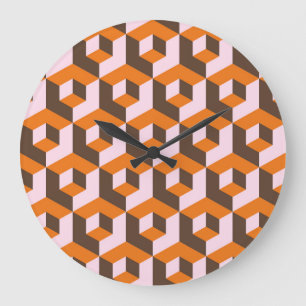 Reloj Redondo Grande Resumen de diseño geométrico sin costuras.