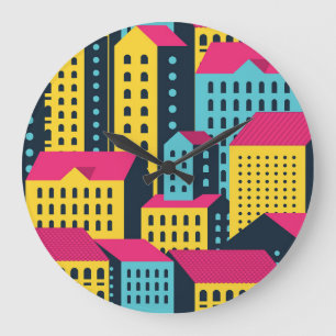 Reloj Redondo Grande Resumen de edificios de la ciudad de Vintage paisa