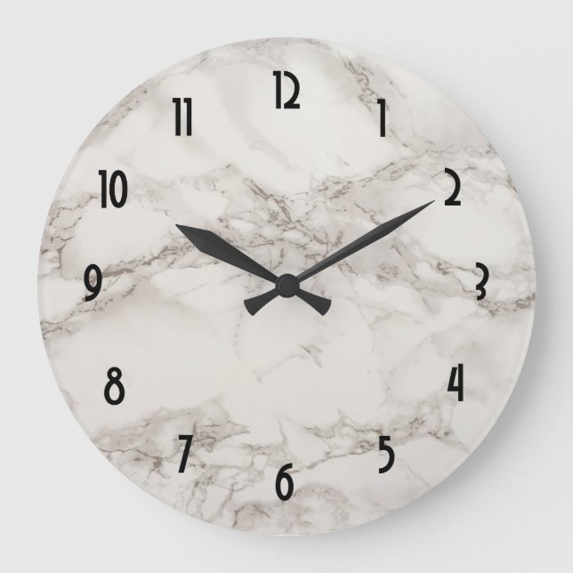 Reloj Redondo Grande Resumen de Faux Marble Alabaster Taupe Tan (Anverso)