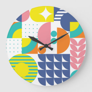Reloj Redondo Grande Resumen de Formas Geométricas Modernas.
