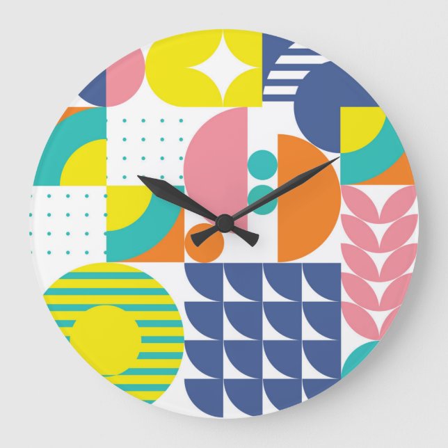 Reloj Redondo Grande Resumen de Formas Geométricas Modernas. (Anverso)