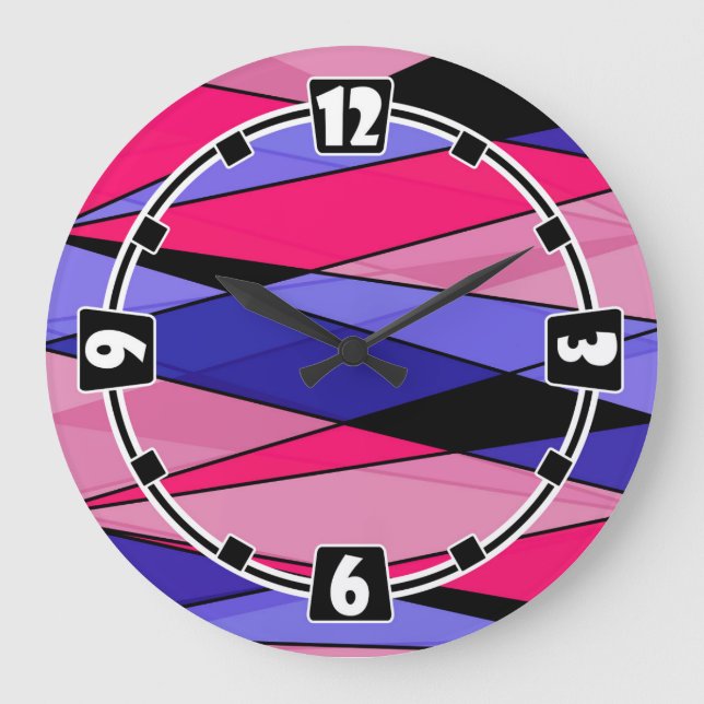 Reloj Redondo Grande Resumen de formas geométricas modernas triángulos  (Anverso)