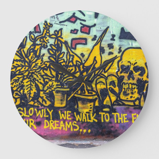 Reloj Redondo Grande Resumen de graffiti arte urbano (Anverso)