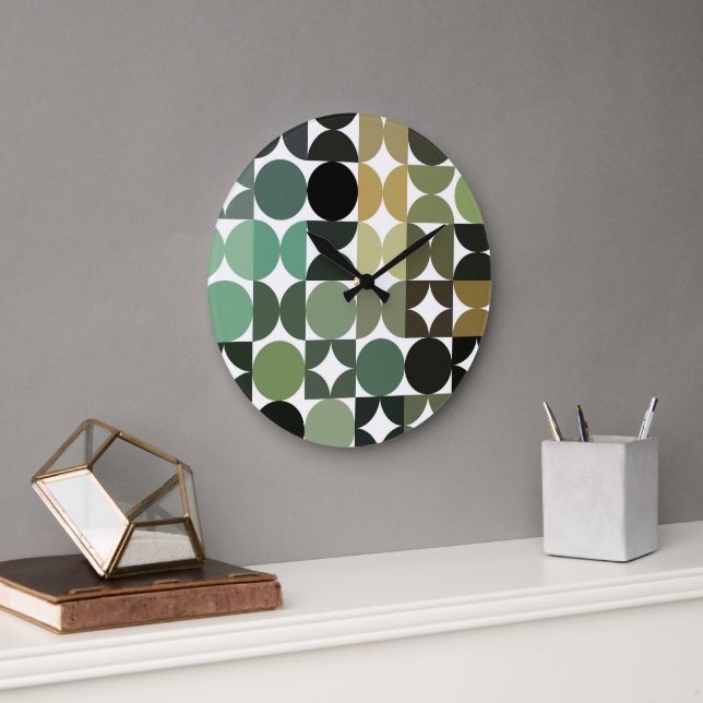 Reloj Redondo Grande Resumen de Hip Media Circles Arte de Fusión Indust (Oficina)