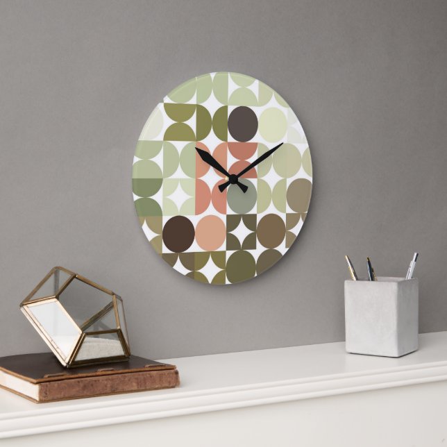 Reloj Redondo Grande Resumen de Hip Media Circles Arte de Fusión Indust (Oficina)