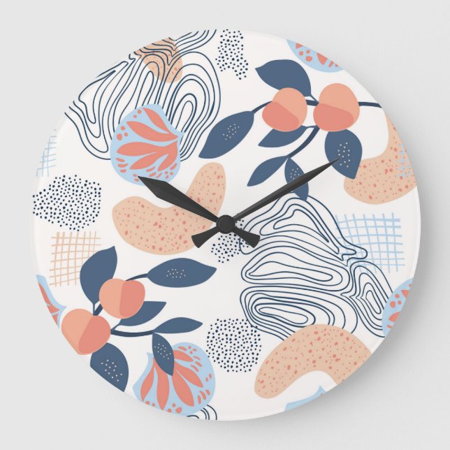 Reloj Redondo Grande Resumen de la naturaleza Formas Patrón sin inconve (Anverso)