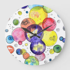 Reloj Redondo Grande Resumen de los círculos de acuarela coloridos