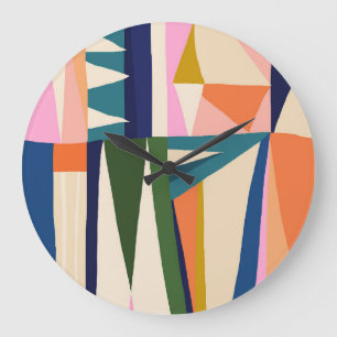 Reloj Redondo Grande Resumen De Moda: Mano Colorida.