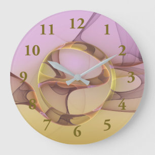 Reloj Redondo Grande Resumen de movimientos Arte Fractal de Oro rosa Mo