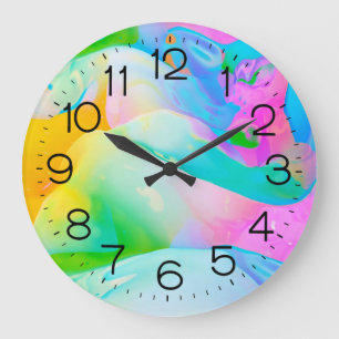 Reloj Redondo Grande Resumen de Neón Fluido