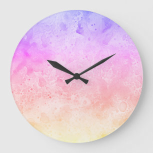 Reloj Redondo Grande Resumen de nubes de arcoiris con acuarela líquida