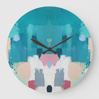 Reloj Redondo Grande Resumen de pintura al óleo, textura colorida.