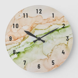 Reloj Redondo Grande Resumen de pintura verde