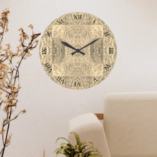 Reloj Redondo Grande Resumen del beige dorado y el taúpe
