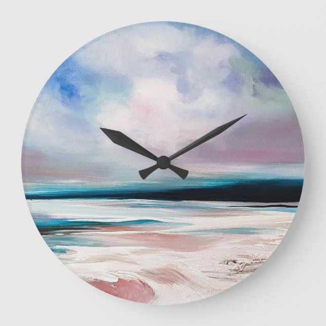 Reloj Redondo Grande Resumen del lienzo de aceite: Textura contemporáne (Anverso)