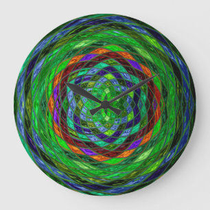 Reloj Redondo Grande Resumen del Mosaico de Vidrio Manchado #4