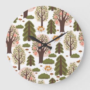 Reloj Redondo Grande Resumen del patrón de bosque otoñal sin foco