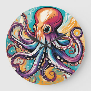 Reloj Redondo Grande Resumen del pulpo moderno