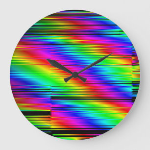 Reloj Redondo Grande Resumen Digital: Diseño Gráfico Multicolor.